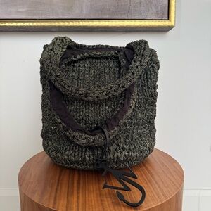 JW ANDERSON Olive Green Knit Shoulder Bag